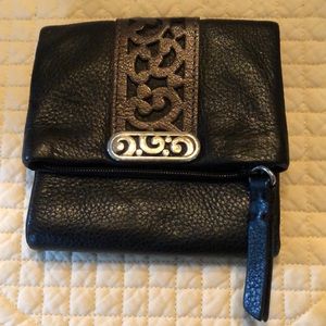 ✨ Brighton Classic soft pebbled leather billfold wallet silver swirl detail